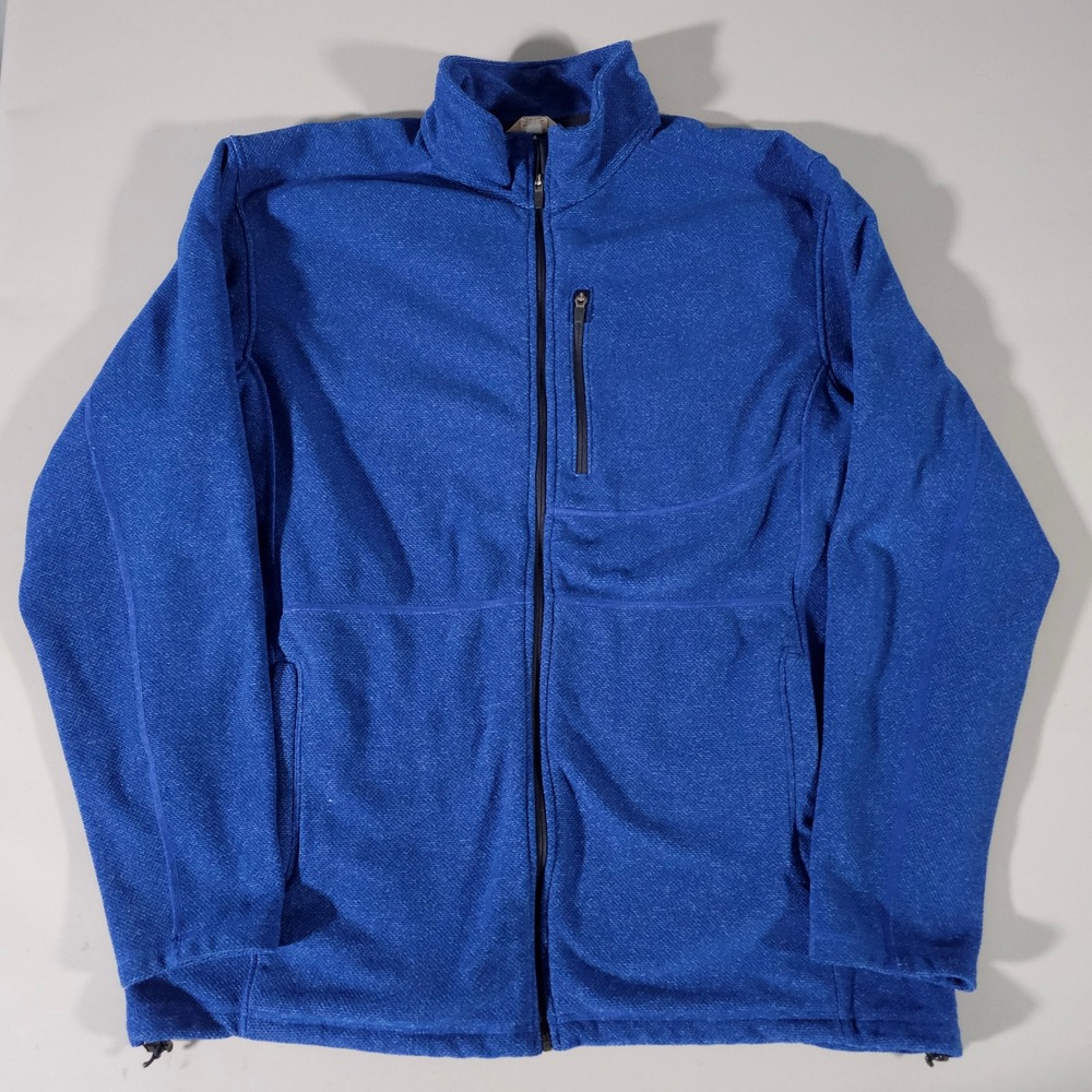 Duluth Trading Co Fleece Jacket Mens XL Tall Blue Full Zip Mock Neck Textured